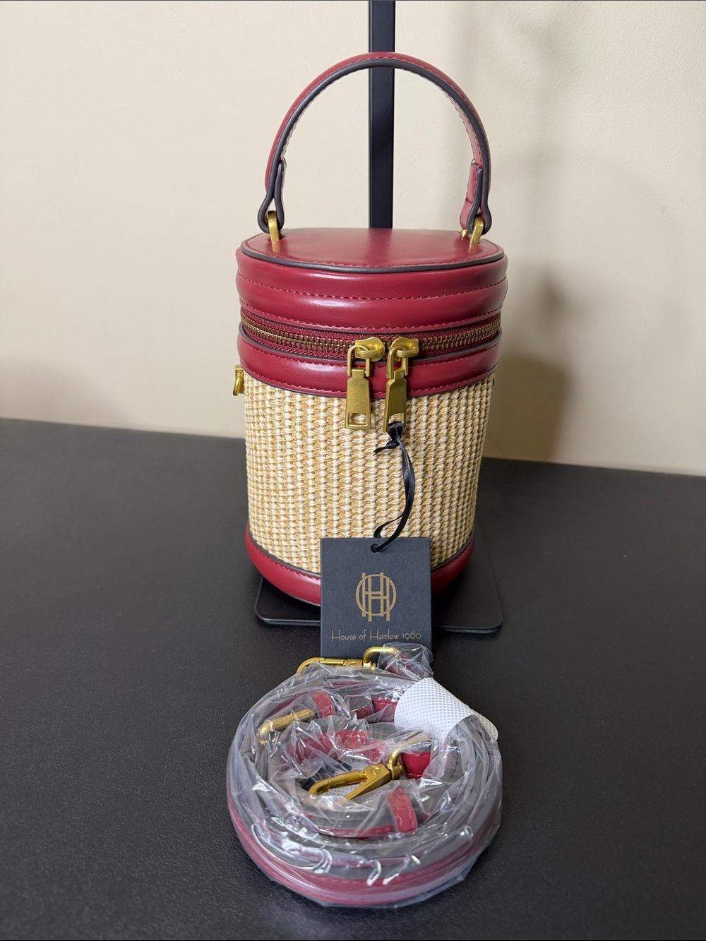 House of Harlow 1960 | Mini Bucket Bag w/ Crossbody in Wine
